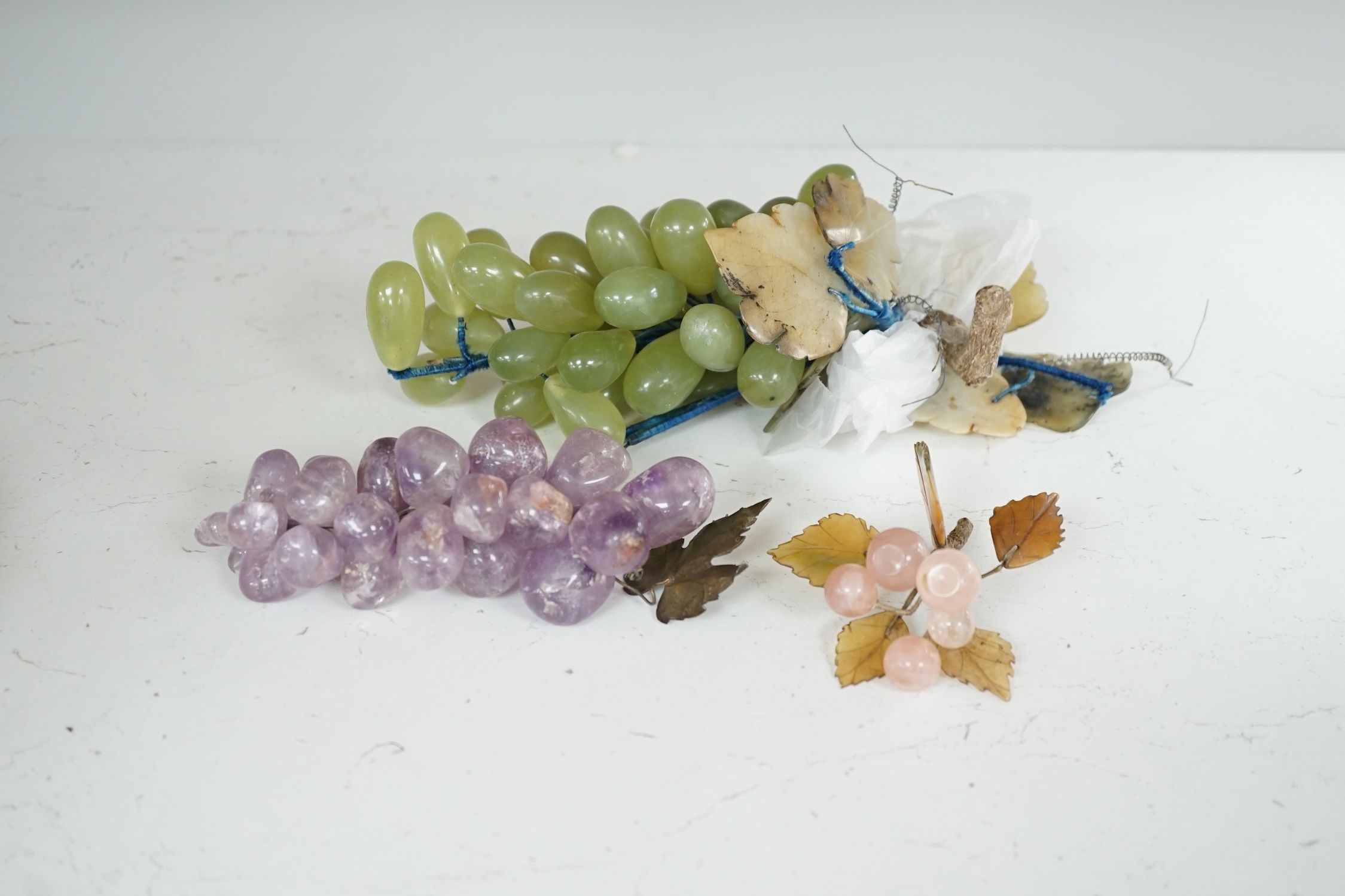 A group of Chinese hardstone ‘fruit’ carvings. Condition - fair